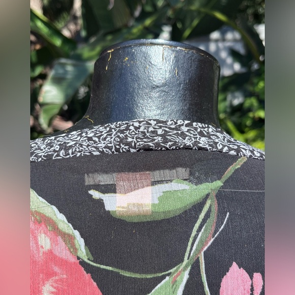 Sheer Black Floral Kimono Kaftan Size XS - Picture 4 of 5